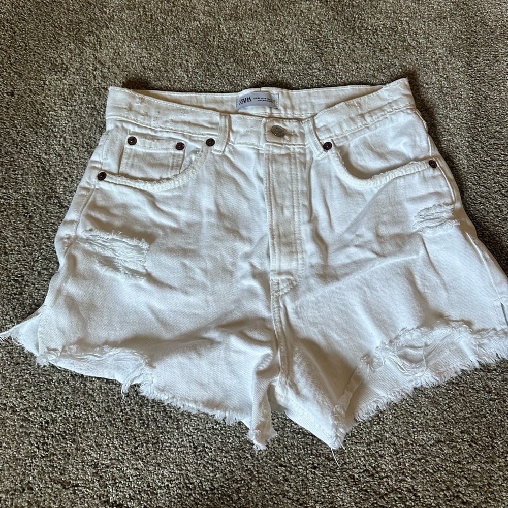 Zara white jean shorts